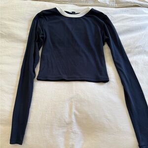 Skims Navy blue Long Sleeve crop Top